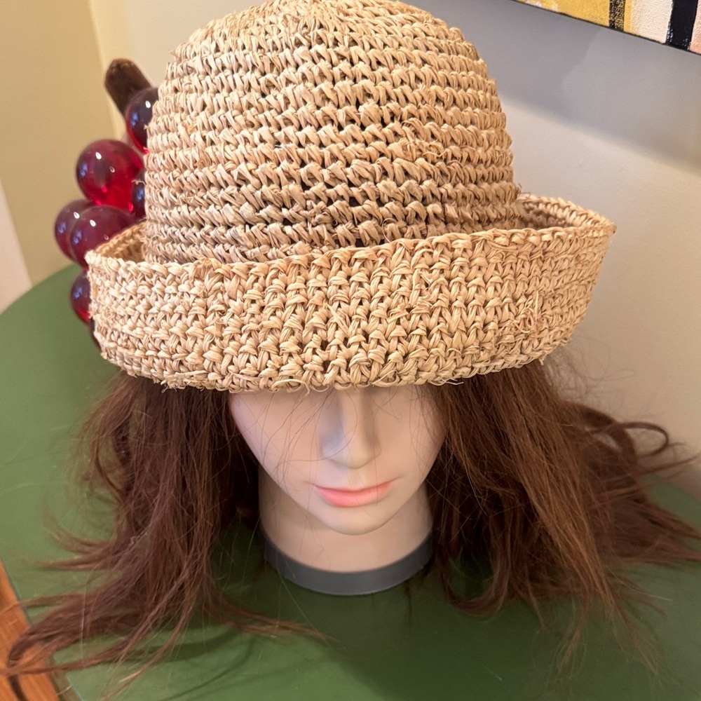 August Accessories tan straw hat